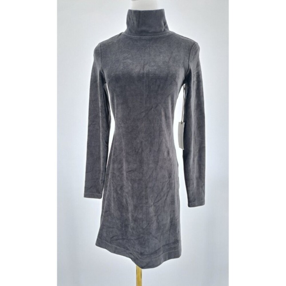 Everlane Womens The Velour Mini Dress XS Extra S Black Mockneck Long Sleeve NWT!